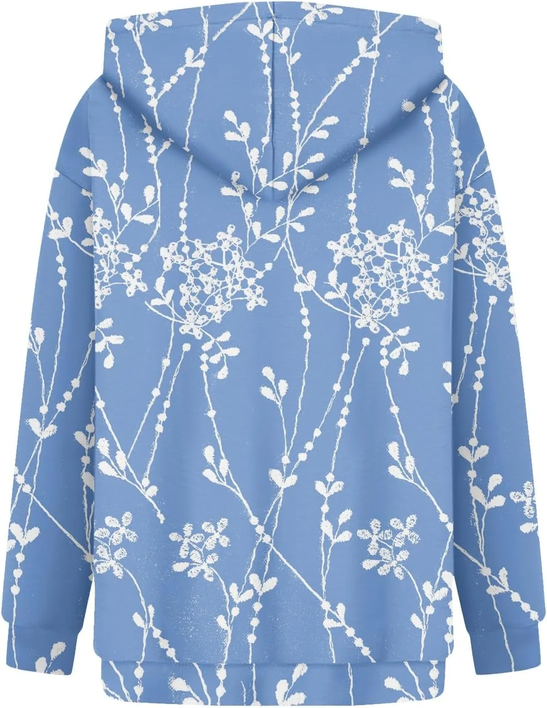 ZEFOTIM 3D Floral Layered Hoodies Womens Sherpa Lined Hoodie Cozy 2024 Pullover Lightweight Long Sleeve Sweatshirts