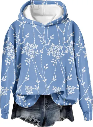 ZEFOTIM 3D Floral Layered Hoodies Womens Sherpa Lined Hoodie Cozy 2024 Pullover Lightweight Long Sleeve Sweatshirts