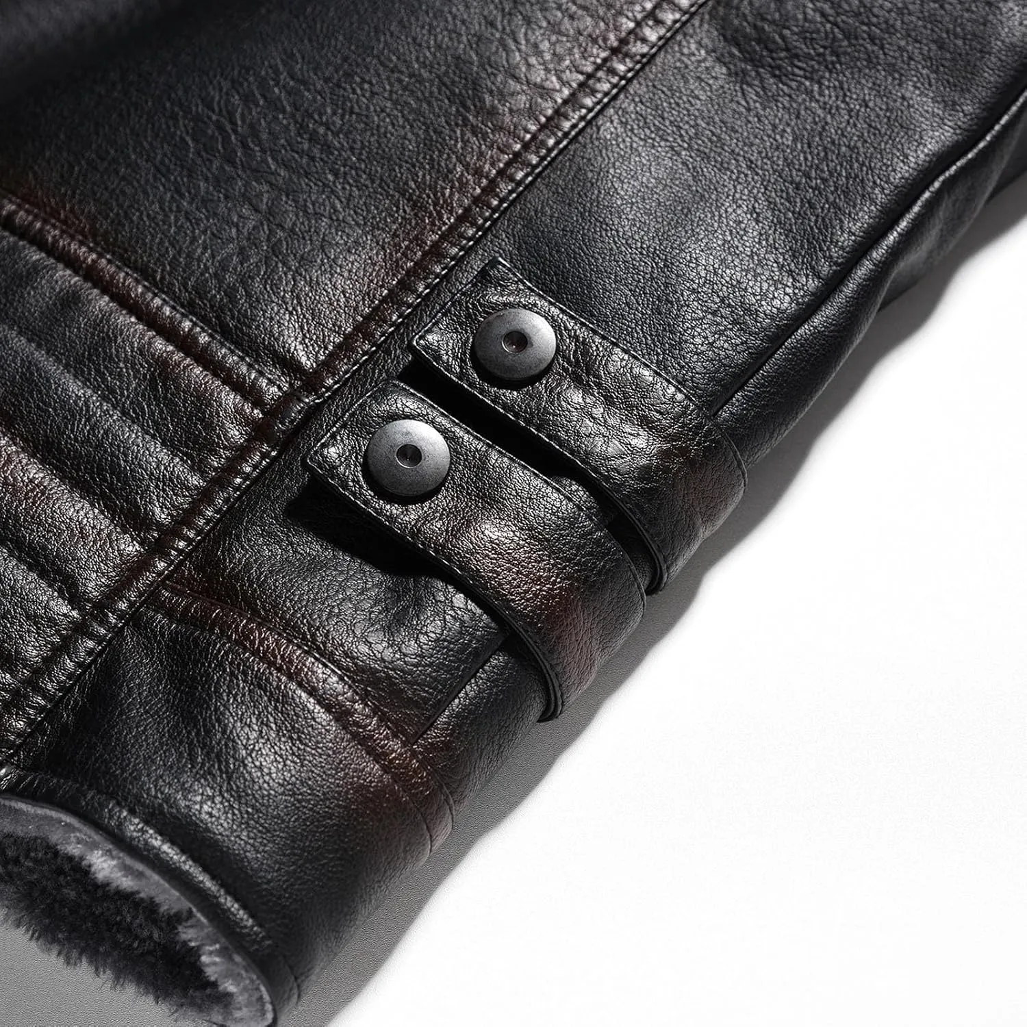 Zeiyignr Men's Winter Fleece Trucker Coats Sherpa Lined Faux Leather Jacket Slim Fit Leather Bomber Jackets Warm Coat Outwear