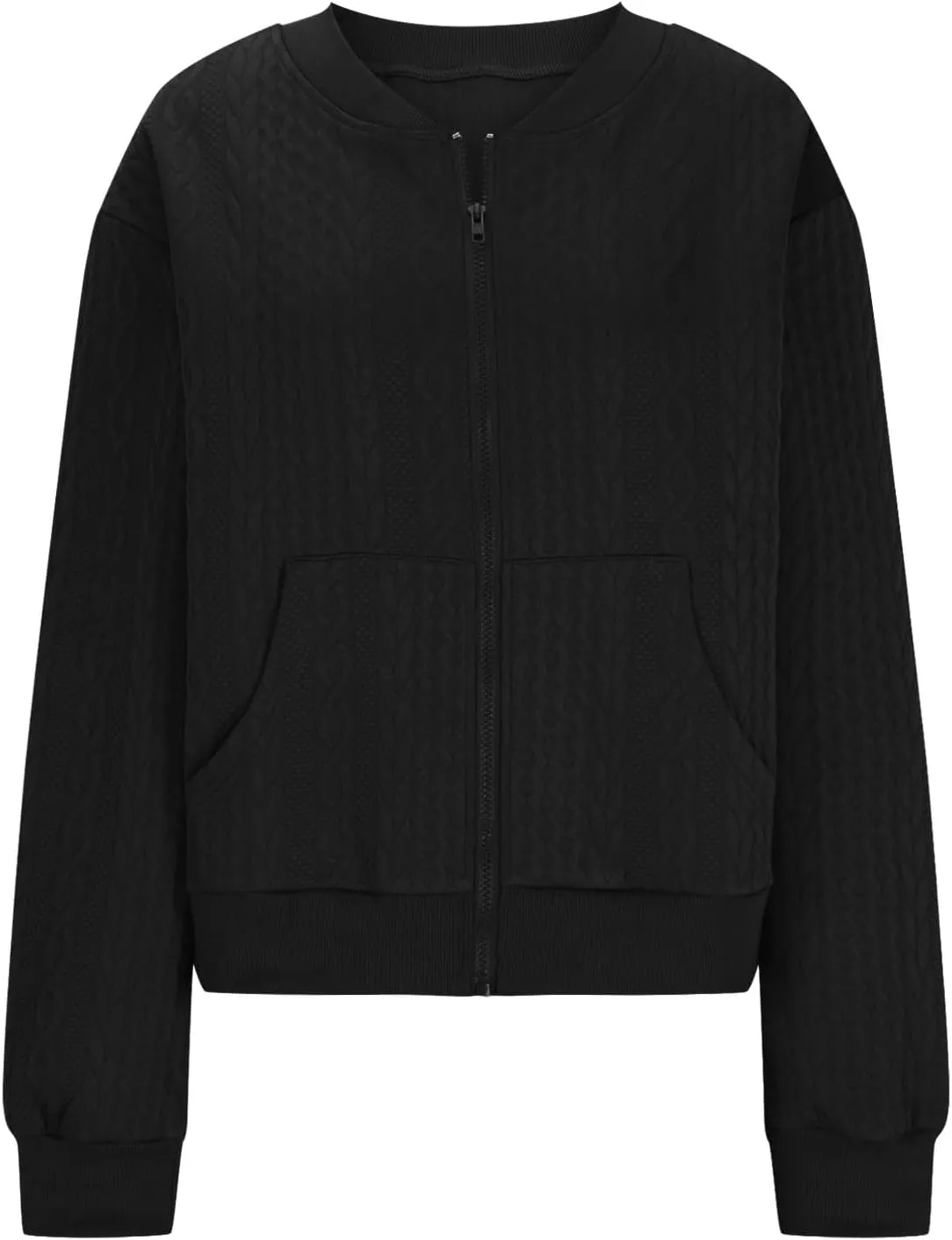 Zip Up Cardigan Sweaters for Women Dressy Casual Cable Knit Sweater Warm Cardigan with Pockets Winter Clothes