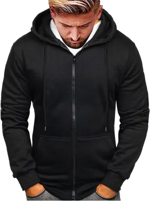 Zip Up Hoodie Men Mens Full Zip Casual Pullover Hoodies Fall Winter Work Sweatshirt Long Sleeve Drawstring Hoodies