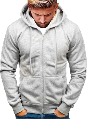 Zip Up Hoodie Men Mens Full Zip Casual Pullover Hoodies Fall Winter Work Sweatshirt Long Sleeve Drawstring Hoodies